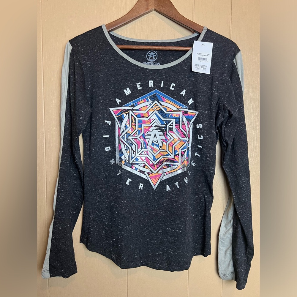 American Fighter Gray Graphic Long Sleeve T-Shirt